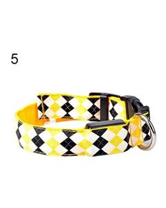 picture (Bluelans Pets Dogs Cats Night Safety Rhombus Pattern LED Light Nylon Adjustable Collar S (Yellow