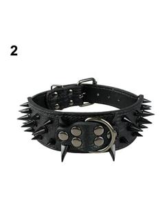 picture (Bluelans Cool Spiked Rivet Studded Faux Leather Adjustable Large Middle Dog Pet Collar M (Black