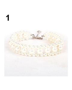 picture Bluelans Pet Dog Puppy Yorkie Fashion Sweet Three Rows Faux Pearl Collar Short Necklace S (White)