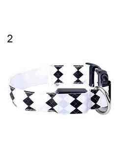 picture Bluelans Pets Dogs Cats Night Safety Rhombus Pattern LED Light Nylon Adjustable Collar L (White)