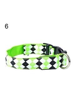 picture Bluelans Pets Dogs Cats Night Safety Rhombus Pattern LED Light Nylon Adjustable Collar L (Green)