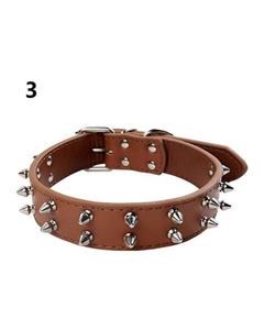 picture Bluelans Pet Dog Rivet Collar Spiked Studded Strap Faux Leather Buckle Neck Collar M (Brown)