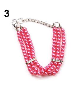 picture (Bluelans Pet Dog Puppy Yorkie Fashion Sweet Three Rows Faux Pearl Collar Short Necklace S (Coral Pink