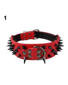 picture (Bluelans Cool Spiked Rivet Studded Faux Leather Adjustable Large Middle Dog Pet Collar M (Red