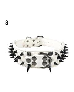 picture (Bluelans Cool Spiked Rivet Studded Faux Leather Adjustable Large Middle Dog Pet Collar M (White