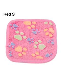 picture Bluelans Cute Paw Print Soft Coral Velvet Cat Dog Puppy Blanket Warm Bed Cover Mat Gift S (20x20cm) (Red)
