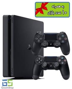 picture Sony PlayStation 4 (PS4) Slim - 500GB with one Extra DualShock 4 Wireless Controller and 10 Preloaded Games