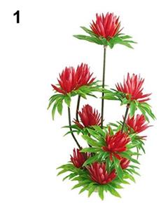 picture Bluelans Plastic Artificial Plant Water Grass Fish Tank Aquarium Simulated Water Lily Lotus (Red)