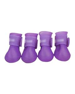 picture Bluelans Pet Dog Waterproof Rain Shoes Set of 4 (Purple) Size M