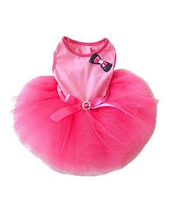 picture Bluelans Tutu Bow Crystal Belt Pet Clothes Dress (Pink)