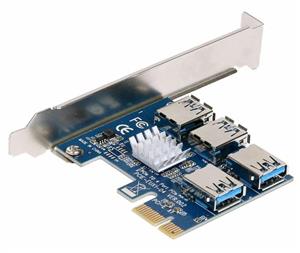 picture MIT PCIE-EUX1-04 PCIe X1 to 4 Port USB 3.0 PCIe X16 Riser Card