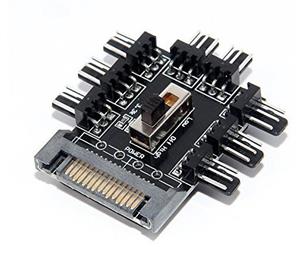picture MIT SATA to 8x 3Pin Case Fan Power Connector Adapter Card