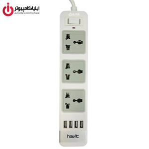 picture محافظ برق 3 کانال و هاب شارژ هویت مدل HV-SP8803                                         Havit HV-SP8803 3 Channel Surge Protector And Charge Station