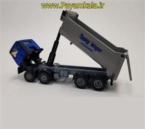 picture ماکت فلزی کامیون کمپرسی ۸ چرخ (KDW 1:50) جعبه دار (DUMP TRUCK) رنگ آبی