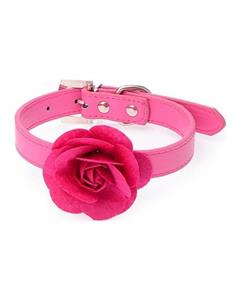 picture Bluelans Flower Decor Faux Leather Collar for Dogs M (Hot Pink)