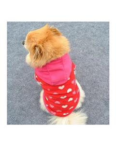 picture Bluelans Dog Puppy Cat Winter Heart Polar Fleece Hoodie Hooded Coat Pet Clothes Apparel M (Rose Red)