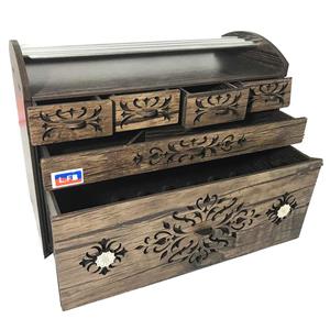 picture جعبه لوازم خیاطی آبنوس طرح چوبی مدل کشویی