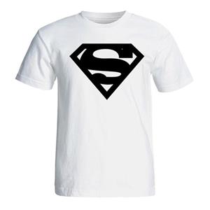 picture تی شرت آستین کوتاه سفید سالامین طرح بلک سوپرمن کد SA142