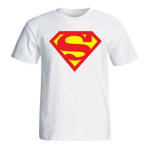 picture تی شرت آستین کوتاه سفید سالامین طرح سوپرمن کد SA141