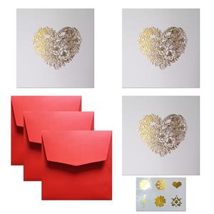 کارت پستال ستوده طرح قلب طلایی کد cg003 بسته 3 عددی 