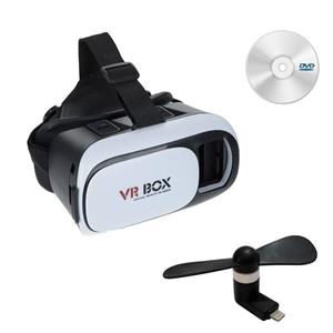 picture هدست واقعیت مجازی وی آر باکس مدل VR Box به همراه DVD نرم افزار و پنکه همراه لایتنینگ