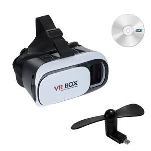picture هدست واقعیت مجازی وی آر باکس مدل VR Box به همراه DVD نرم افزار و پنکه همراه microUSB