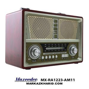 picture maxeeder mx-RA1223 AM11 رادیو شارژی طرح قدیم بلوتوث دار سایز بزرگ مکسیدر