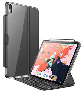 picture i-Blason Case for iPad Pro 12.9 Inch (3rd Generation) 2018 Release, [Compatible with Official Smart Cover and Smart Keyboard] [Halo] Clear Protective Case with Pencil Holder, Black, 12.9