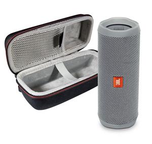 picture JBL Flip 4 Portable Bluetooth Wireless Speaker Bundle with Protective Travel Case - Gray