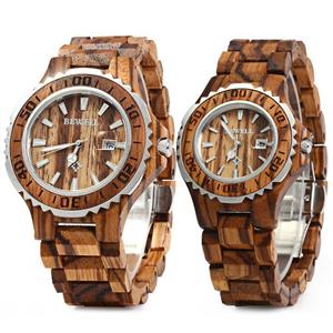 picture Bewell ZS-100B Couple Wooden Quartz Watch Men and Women Handmade Lightweight Date Display Fashion Watches