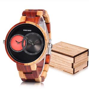 picture BOBO BIRD R10 Men's Women's 2 Time Zone Wooden Watches Lightweight Luxury Quartz Wristwatches Fashion Design Timepiece for Love
