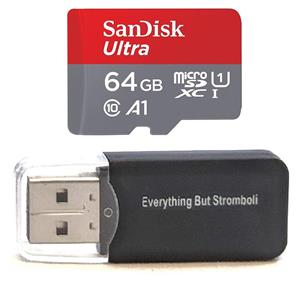 picture SanDisk Ultra 64GB MicroSDXC Memory Card works with Samsung Galaxy S8, S8+ Plus, S7, S7 Edge Smart Cell Phones 80MB/S, Comes with Everything But Stromboli (TM) MicroSD Memory Card Reader