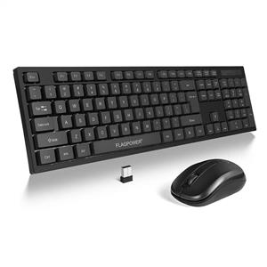 picture Wireless Keyboard and Mouse Combo, FLAGPOWER Ultra Slim Keyboard and Mute Mouse Set, 2.4GHz 26ft Wireless Connection with USB Receiver for PC Desktop Computer Laptop Mac Tablet