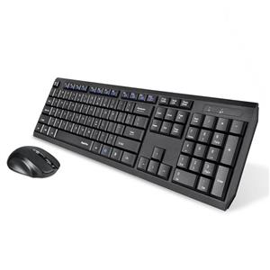 picture Eagletec K104 Wireless Keyboard and Mouse Combo Thin Quiet 104 Keys Wireless Micro USB Receiver Ergonomic Small Portable Cordless Mouse for Windows PC - Black Keyboard Mouse