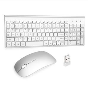 picture (Wireless Keyboard and Mouse Combos USB Ergonomics Thin Compatible with Windows Computers, notebooks, Desktop Computers, Quiet Energy-Saving (Silvery