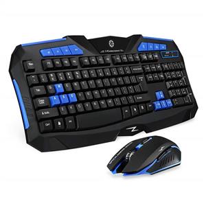 picture (Picktech F1 Wireless Keyboard Mouse Combo, 2.4GHz Full Size Waterproof Keyboard and Optical Wireless Gaming Mouse Set Compatible with PC, Laptop, Notebook, Desktop, Computer (Blue