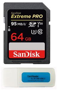 picture SanDisk 64GB Extreme Pro Memory Card works with Olympus TG-5 Waterproof, E-M10 Mark II, E-M1, STYLUS Tough TG-4, TG-870 Digital DSLR Camera SDXC 4K V30 UHS-I with Everything But Stromboli Combo Reader