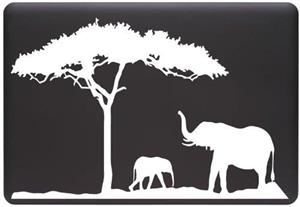 picture Mom and Baby Elephant Design 2 - MacBook or Laptop Decal Sticker (Color Variations Available) (White)