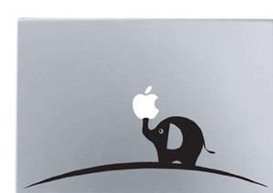 picture World Design Elephant on Hill Aplle MacBook Laptop Decal/Sticker - Black