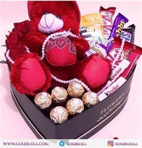 picture باکس گل، شکلات و عروسک ولنتاین
