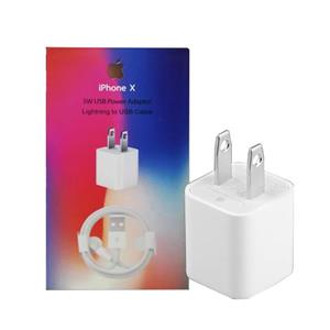 picture کابل و شارژر اصلی آیفون ایکس IPhone X 5W USB Power Adapter Lightning to USB Cable