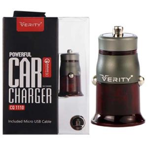 picture شارژر فندکی فست شارژ Verity CQ1110 3.0A+MicroUSB Cable Car Charger