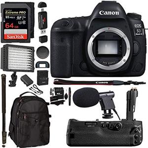 picture Canon EOS 5D Mark IV Full Frame Digital SLR Camera with EF 24-105mm f/4L is II USM Lens Kit, Sandisk 64GB, Polaroid 160 LED Video Light, Microphone, Backpack and Accessory Bundle