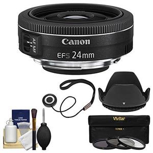 picture Canon EF-S 24mm f/2.8 STM Wide Angle Lens with 3 Filters + Hood + Kit for EOS 70D, 7D, Rebel T3, T3i, T4i, T5, T5i, SL1 DSLR Camera