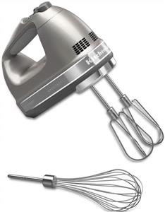 picture KitchenAid KHM7210ACS 7-Speed Digital Hand Mixer with Turbo Beater II Accessories and Pro Whisk - Architect Series Coco Silver