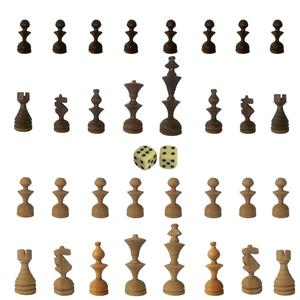 picture مهره شطرنج کد W-m4 مجموعه 32 عددی به همراه دو عدد تاس