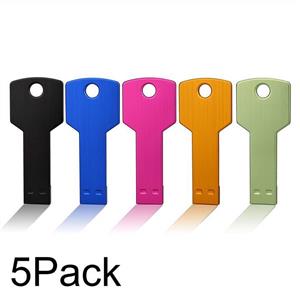 picture JUANWE 5 Pack 1GB USB Flash Drive USB 2.0 Metal Thumb Drives Jump Drive Memory Stick Key Shape - Black/Blue/Pink/Gold/Green(1GB,5 Mixed Color)