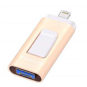 picture Flash Drives for iPhone and iPad 128G,SUNANY iOS Flash Drive Memory Stick Expansion for iPhone,iPad,MacBook,Android,pc and More Devices with USB Port (128GB Gold)