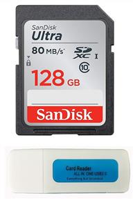 picture SanDisk 128GB Ultra SDXC Memory Card works wih Nikon Coolpix L340, B500, A10, L32, S7000, A300, P900, Camera UHS-I Class 10 with Everything But Stromboli Memory Card Reader (SDSDUNC-0128G-GN6IN)