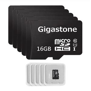picture Gigastone Micro SD Card 16GB 5-Pack Micro SDHC U1 C10 High Speed Memory Card Class10 Uhs Full HD Video Nintendo Gopro Camera Samsung Canon Nikon DJI Drone - Black